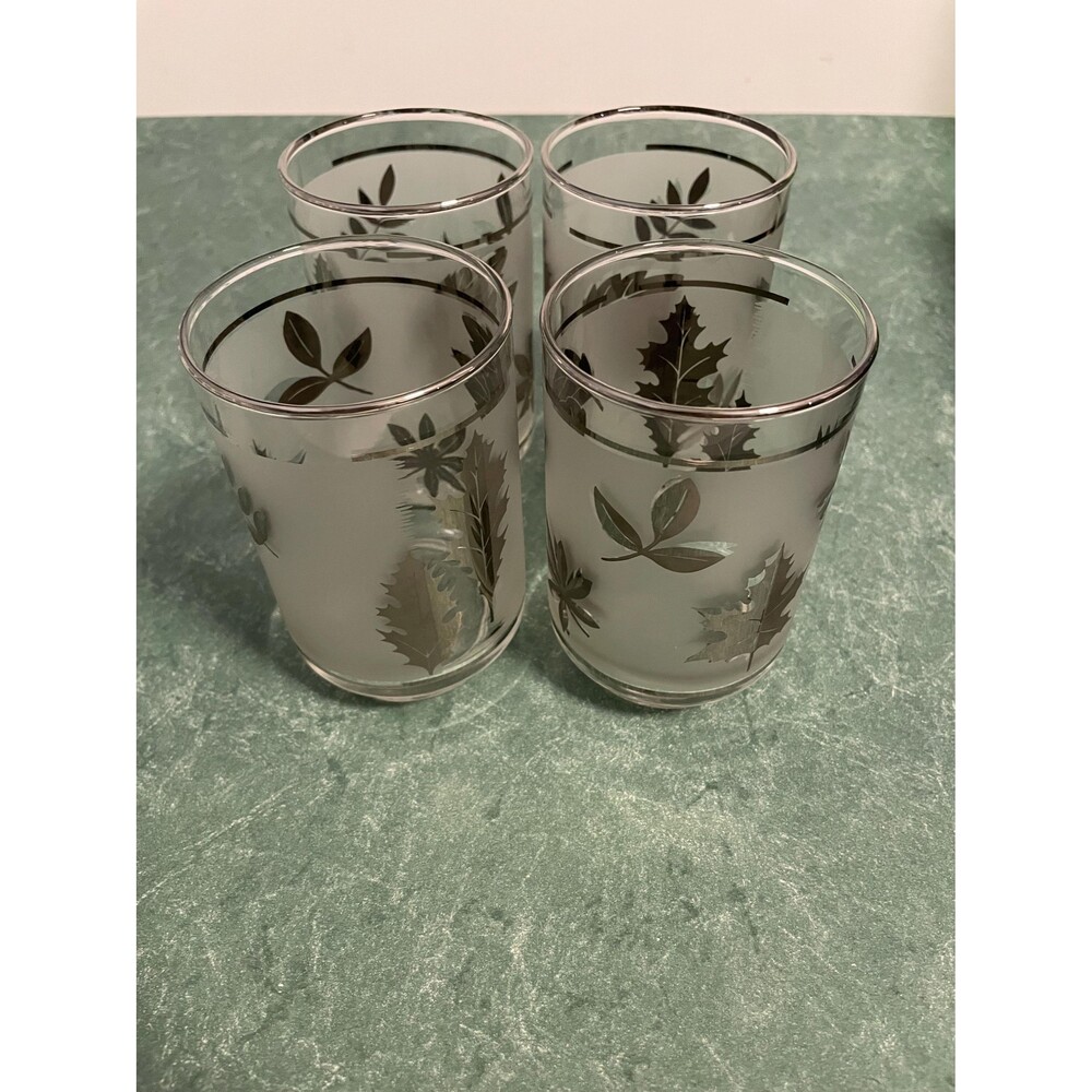 Vintage Libbey Silver Leaf Low Ball / Whiskey Glasses-set of 4- 2 sets available
